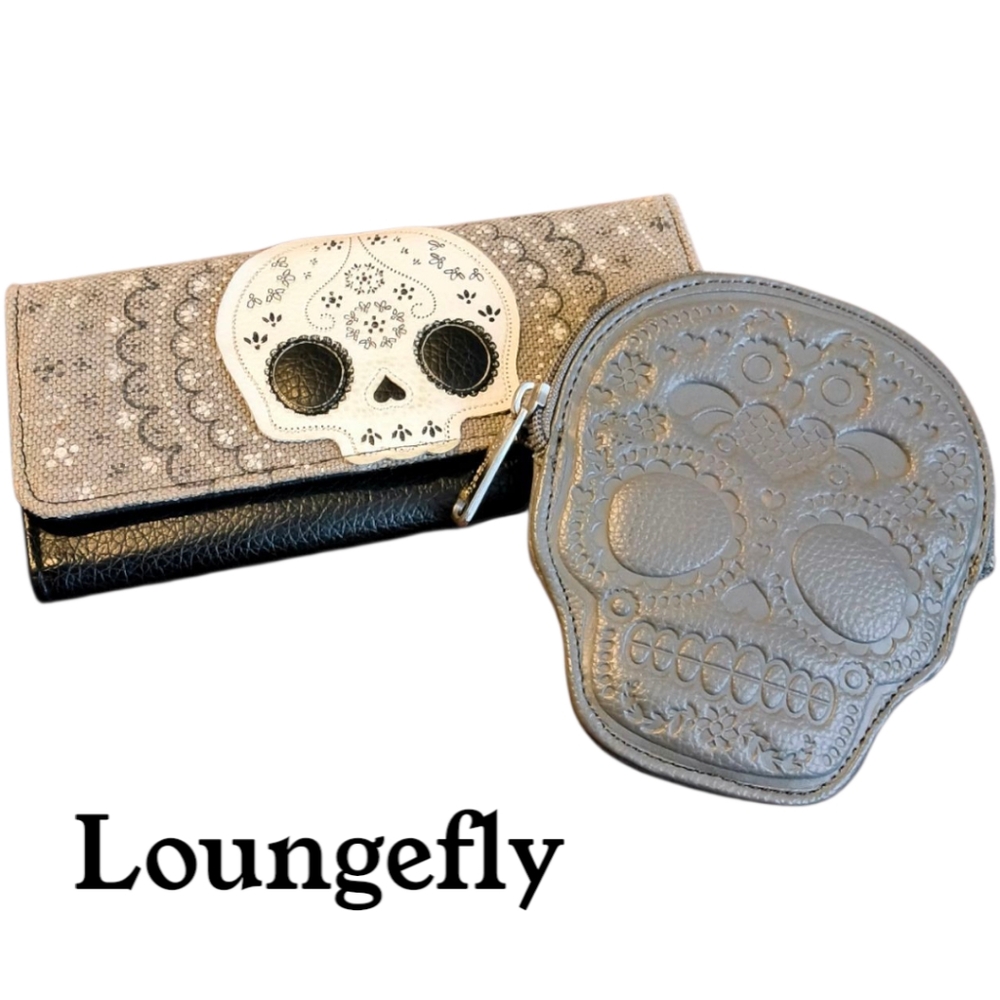 Loungefly Sugar Skull Tri-Fold Wallet and Coin Pouch Set - Day of the Dead